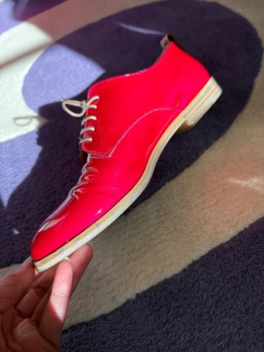 Agl Women's‎ Patent Leather Lace-Up Flats in Bright Fuchsia